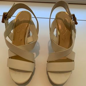 Jessica Simpson White Wedges